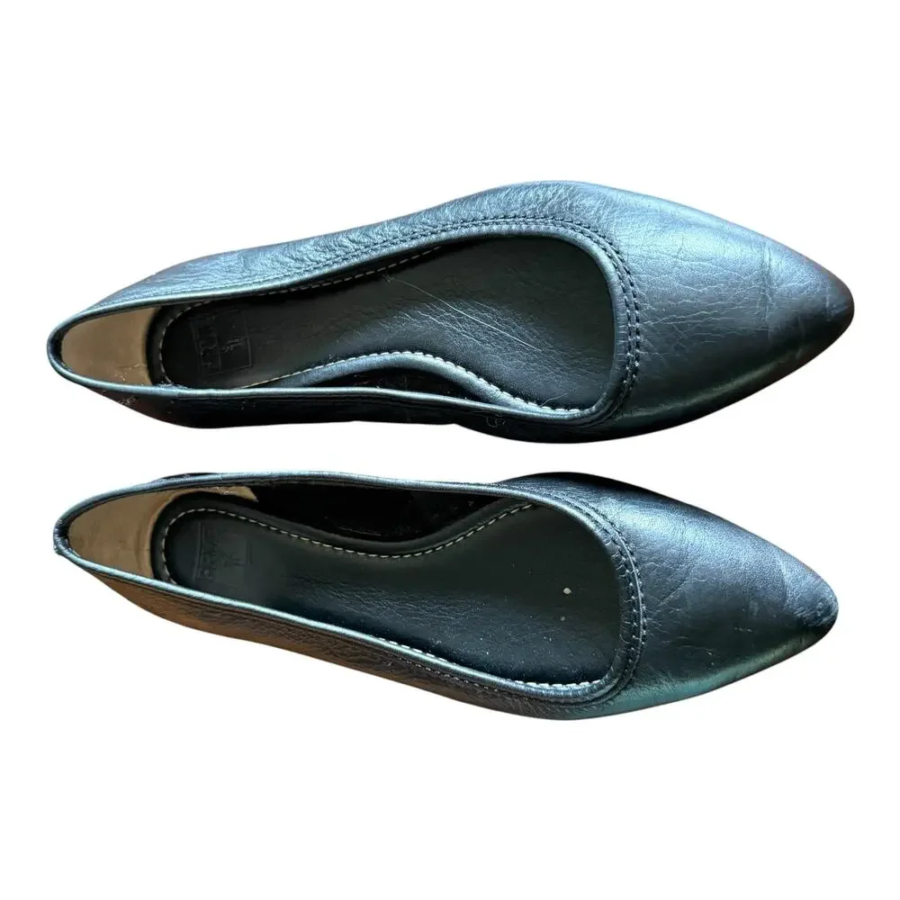 Frye Carson Ballet Flats Black Leather Size 8